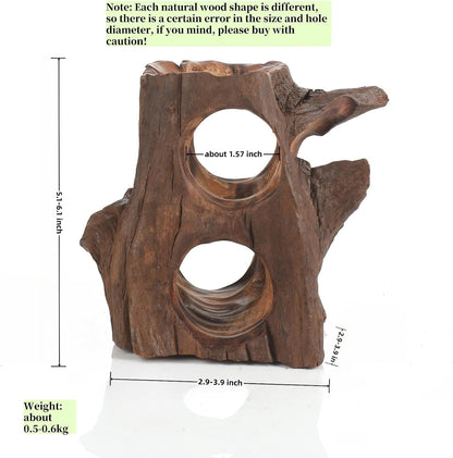 Natural Wood Aquarium Cave Betta Fish Hideout for Aquarium Fish Tank Decorations-Reptile Hide-Snake Hide-Cave for Cichlids Habitat Shelter for Crayfish Shrimp and Other Aquatic Pets 6.1-9.8"