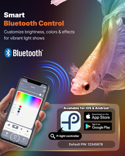Pawfly Aquarium Light for Plants, 42 W Bluetooth Fish Tank Light, Full Spectrum Aquarium Lights for 48"-54" Fish Tanks, Extendable 24/7 LED Lights with Timer Modes & Adjustable Brightness