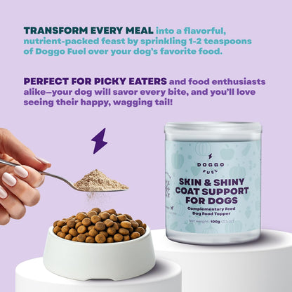 Natural Dog Skin and Coat Supplement - Dog Food Topper with Fruits & Vegetables - Freeze-Dried Meal Enhancer with Antioxidants, Vitamins & Nutrients - Easy-Mix Formula for All Breeds & Ages