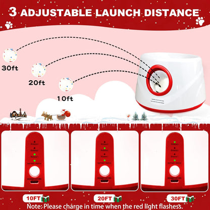 Automatic Ball Launcher for Dogs, Dog Ball Thrower with 19-32-45Ft Distance, Rechargeable Automatic Launcher with 6 Balls (2.2"), Dog Balls Launchers for Small & Medium Red