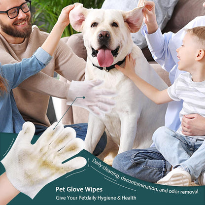 WLP Pet Glove Wipes for Dogs & Cats, Individually Wrapped Cleaning Deodorizing Hypoallergenic Hydrating Grooming Wipes, Enriched with Aloe & Jojoba Oil for Daily Care, Traveling (6 PCS)