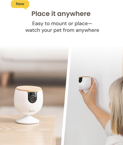 Furbo Mini Pet Camera: Security Cam w/Barking/Meowing Alerts, Cat or Dog Tracking w/Phone App, Smart Home Indoor Monitoring, 2-Way Speaker. No Subscription Needed. Standard See, Talk & Toss Features
