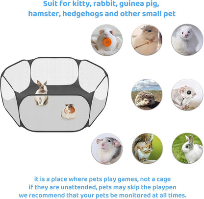 Amakunft Small Animal Playpen, Pop-Up Portable Play Yard for Guinea Pigs, Rabbits, Hamsters, Hedgehogs, Foldable Exercise Fence with Breathable Mesh for Indoor Outdoor Use