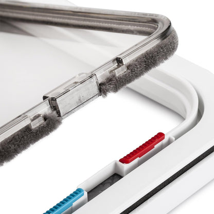 Depets Medium Cat Flap Door with 4 Way Lock (Outer Size 7.5" x 7.8"), Magnetic Pet Door Kit White, Weather-Resistant Cat Door for Cats & Doggy