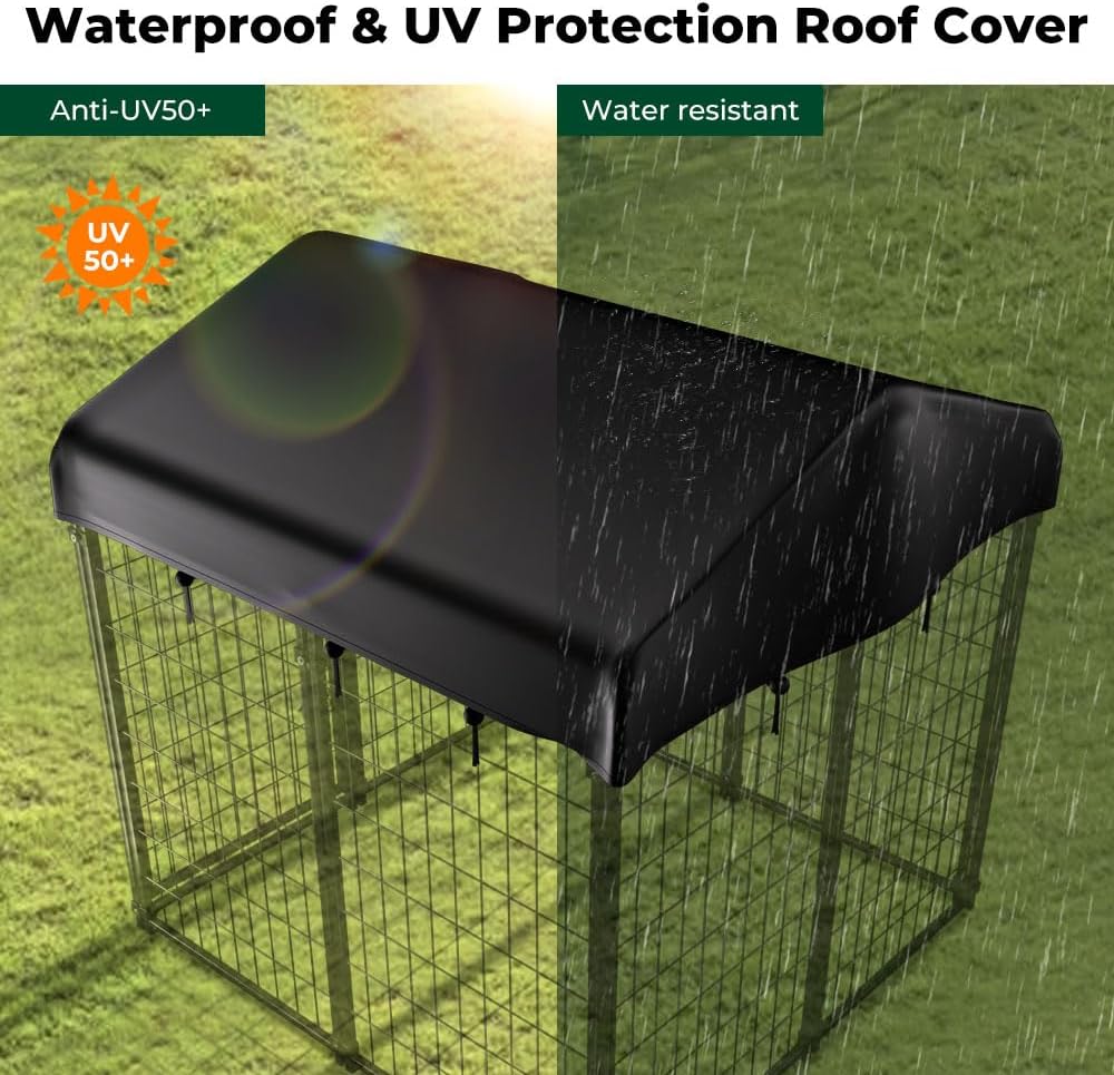 PawGiant Outdoor Dog Kennel Cover Replacement, Waterproof UV-Resistant Cover for 4x4x4.5 ft Large Dog Enclosure