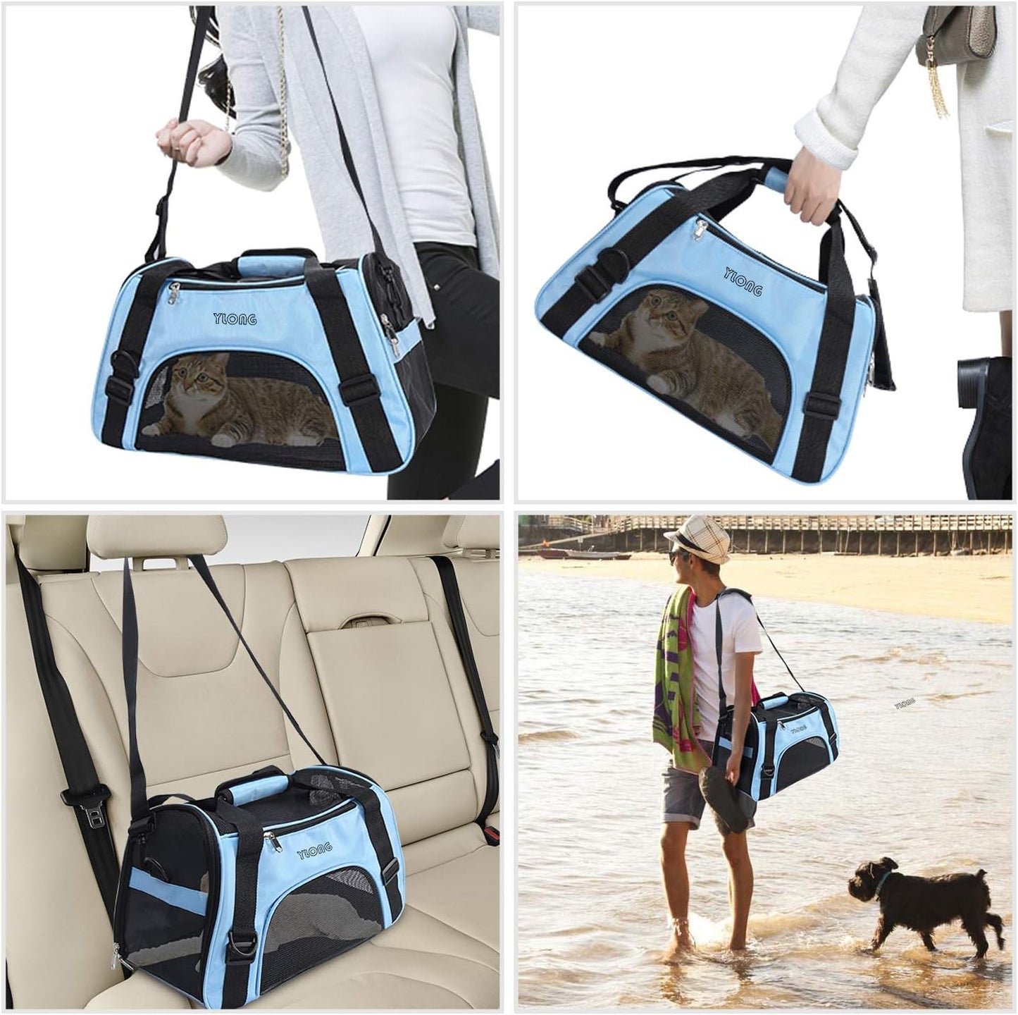 YLONG Airline Approved Pet Carrier,Soft-Sided Pet Travel Carrier for Cats Dogs Puppy Comfort Portable Foldable Pet Bag
