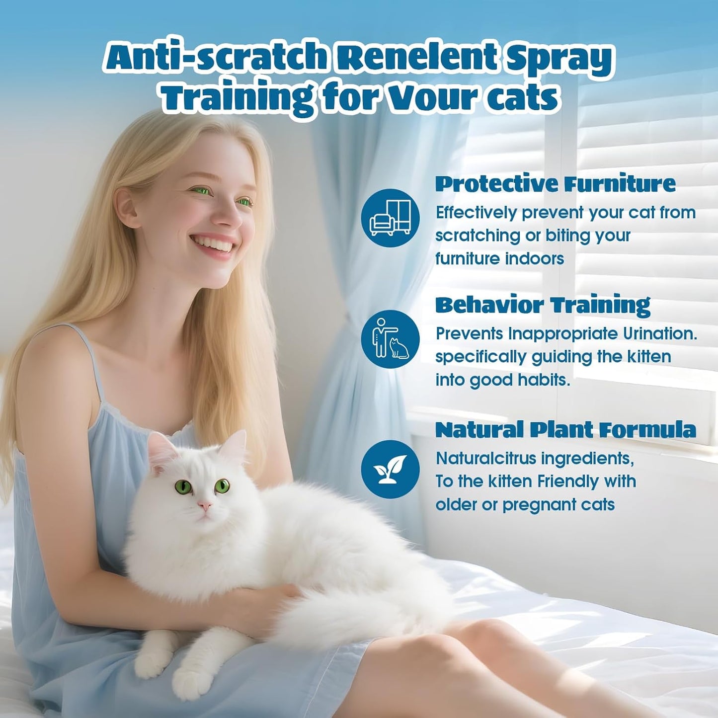 Cat Deterrent Spray - Indoor & Outdoor Cat Repellent, Stops Cats from Scratching Furniture, Carpets, Sofas, Curtains and Urine Marking - Effective Anti-Scratch Training Aid
