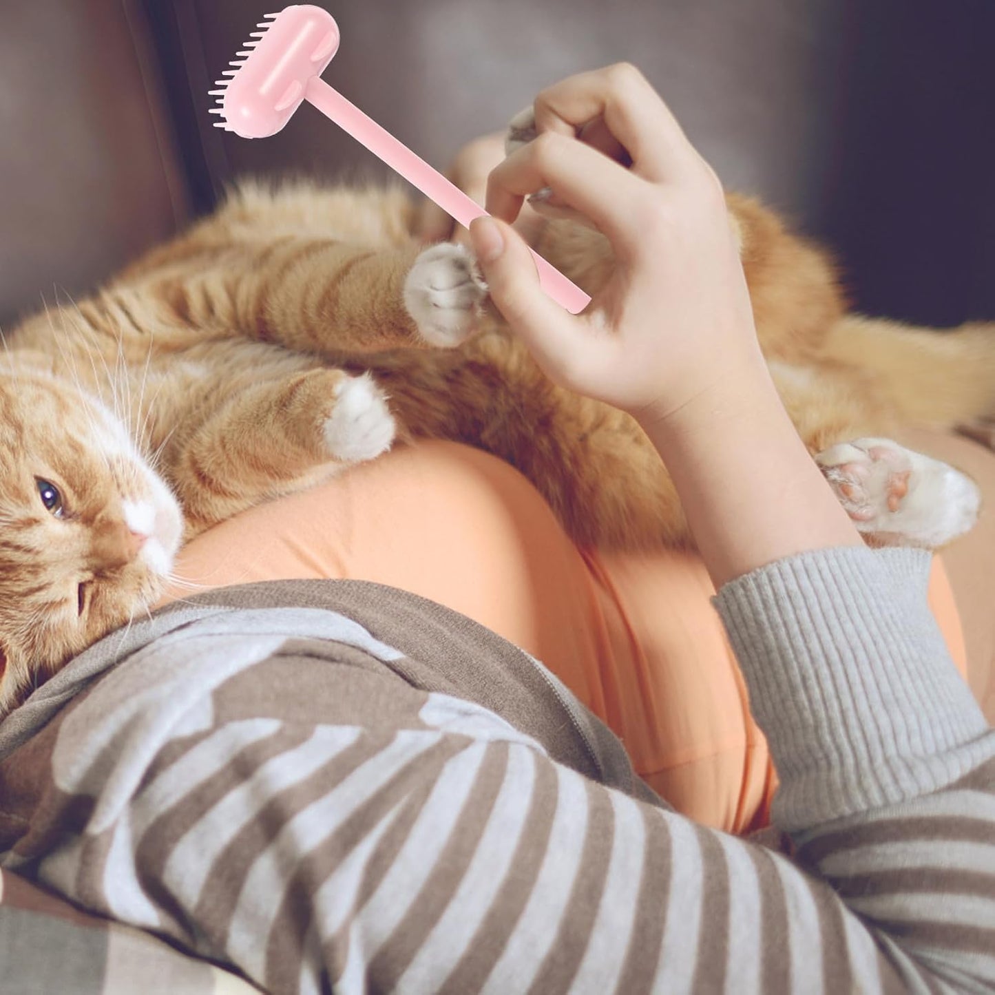 Cat Grooming Brush Pet Massage Brush for Cats and Dogs Hair Removal Soft Compact Rose Grooming Tool for Indoor Use