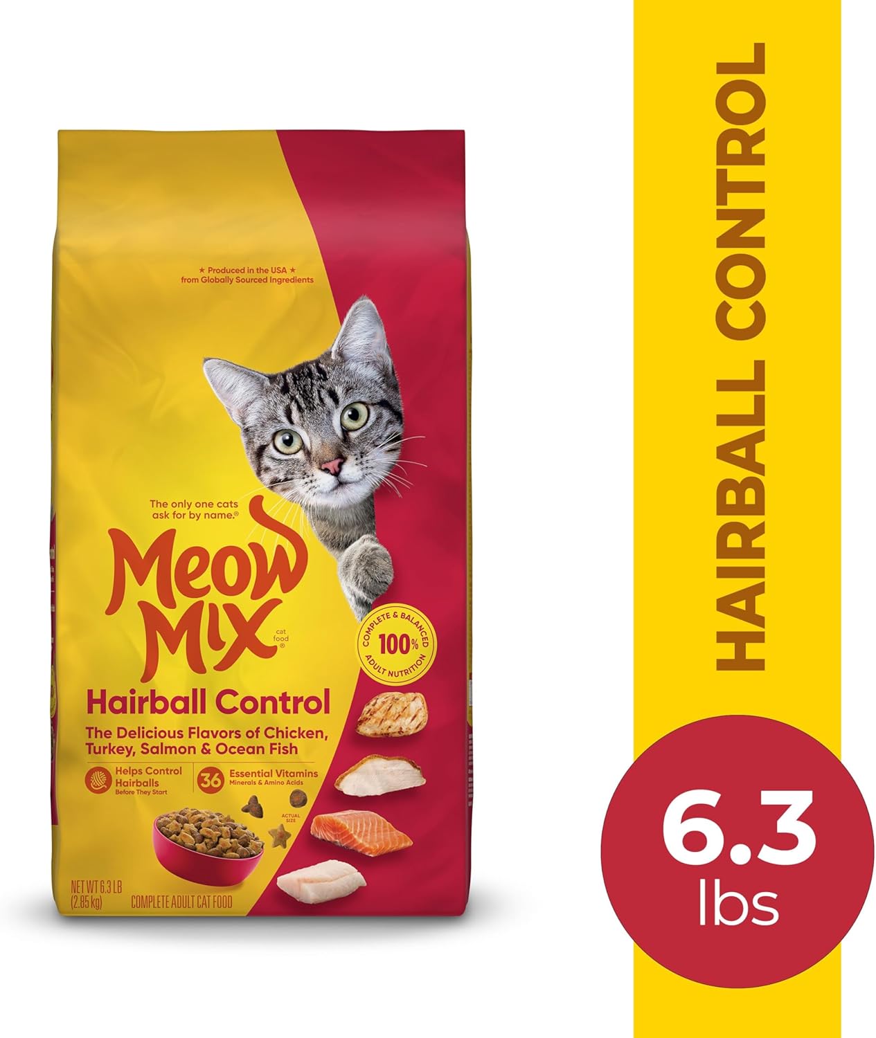 Meow Mix Hairball Control Dry Cat Food, 6.3 Pound Bag
