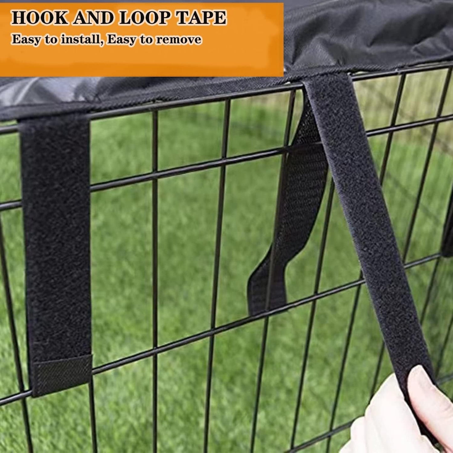Dog Pen Cover fits All 24" Wide 8 Panels Pet Exercise Pen with Durable Fabric & Mesh Netting, Provide Shade & Security, Dog Playpen Top Cover Indoor Outdoor, Easy to Assemble, Black