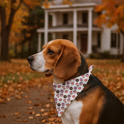 Valentine's Day Dog Bandana, Coffee and Donuts Print Pet Bandana, Valentine's Day Pet Photo Accessories, Adjustable Triangle Dog Scarf for Small Medium Dogs