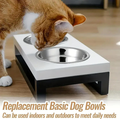 Stainless Steel cat Bowls，6PCS Bowls Whisker Friendly,Elevated Stand,Dishwasher Safe Shallow Wide Flat Food Bowls,Metal Dishes Whisker Fatigue Relief,Replacement Basic Plates
