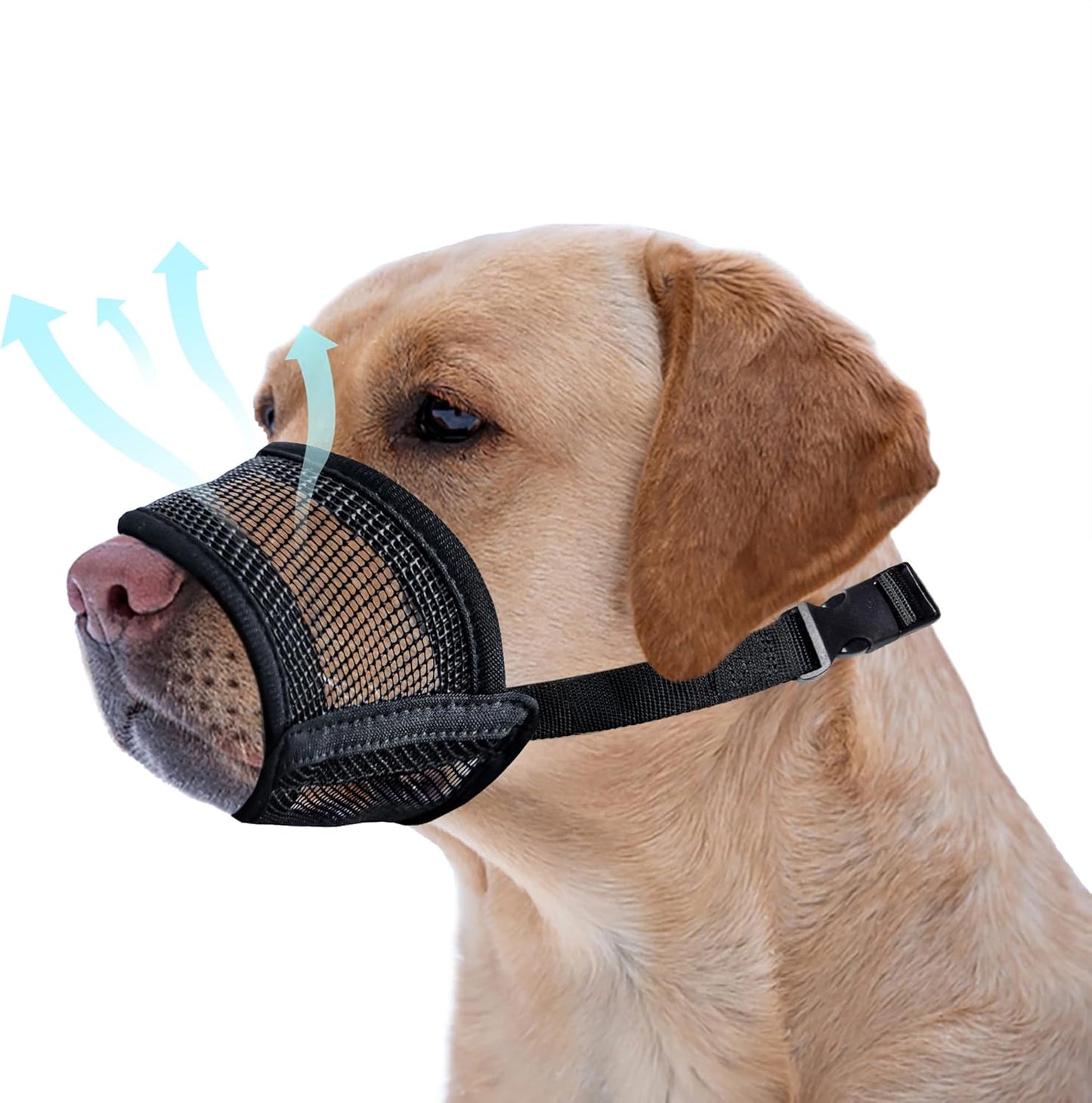 Dog Muzzle for Large Dogs - Air Mesh Muzzle for Large Sized Dog | Adjustable No Bark Dogs Muzzles for Scavenging Licking & Chewing | Prevent Biting | L 7.9'' - 9.4''