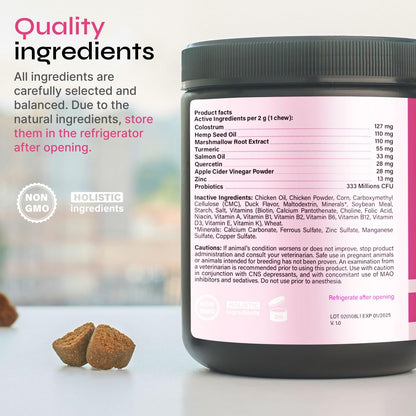 Dog Allergy Relief Chews - Dog Itching Skin Relief - Anti Itch - Skin Health - Hot Spot Treatment - Seasonal Allergy Support Supplements - Immune Chewable Treats - Turmeric, Quercetin