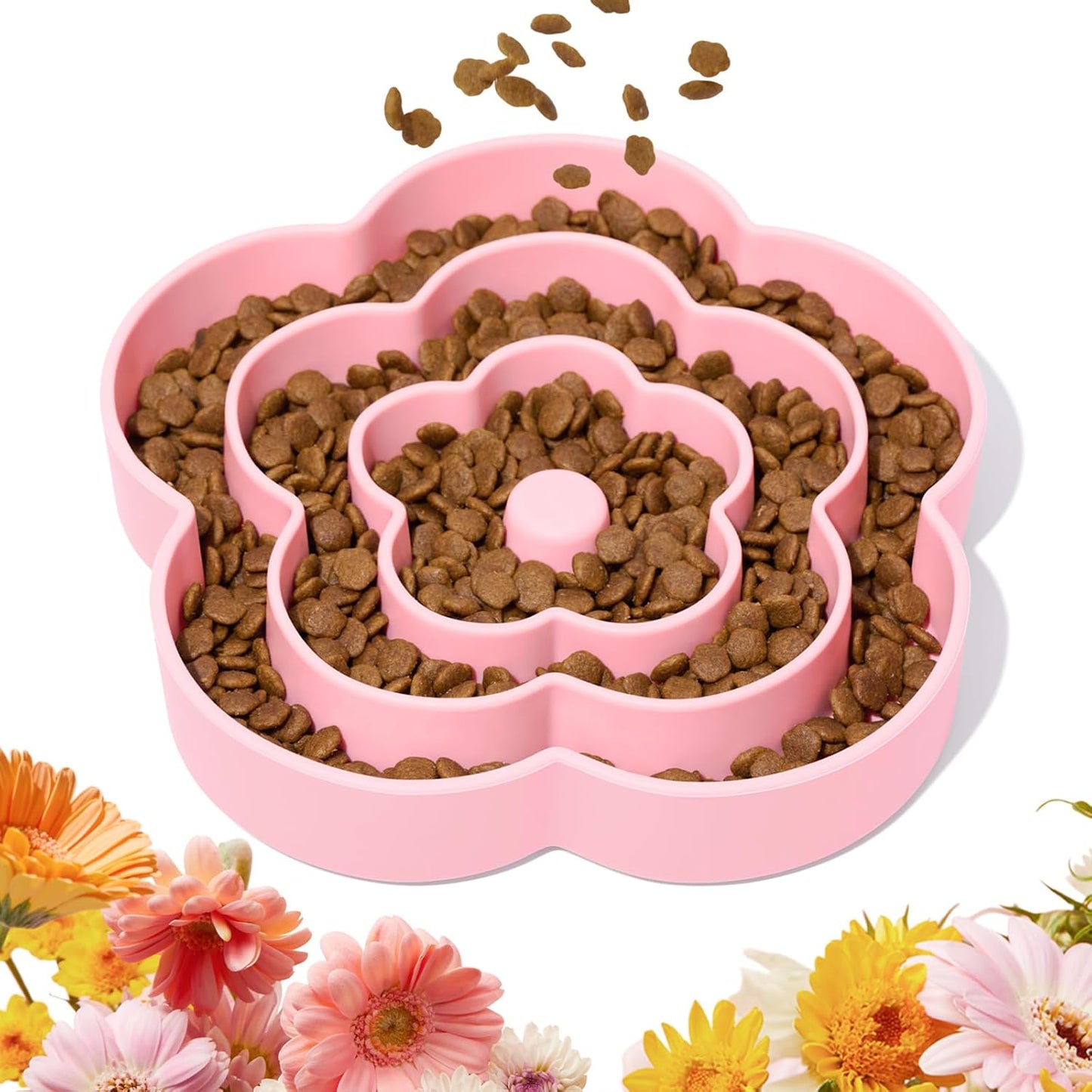 VETRESKA Slow Feeder Dog Bowls, Silicone Dog Puzzle Bowl for Healthy Eating, Puppy Slow Feeder Bowl Anti-Choking, Flower Bowls Ideal for Large Breed/Medium/Small Dogs & Cat