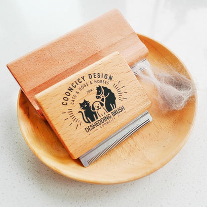 Deshedding Brush for Cats,Rabbits,Pets with Wood Handle – Cat Deshedding & Deshedder Comb Tool for Detangling and Removing Excess Fur – Shedding Brush for Cat Hair Control