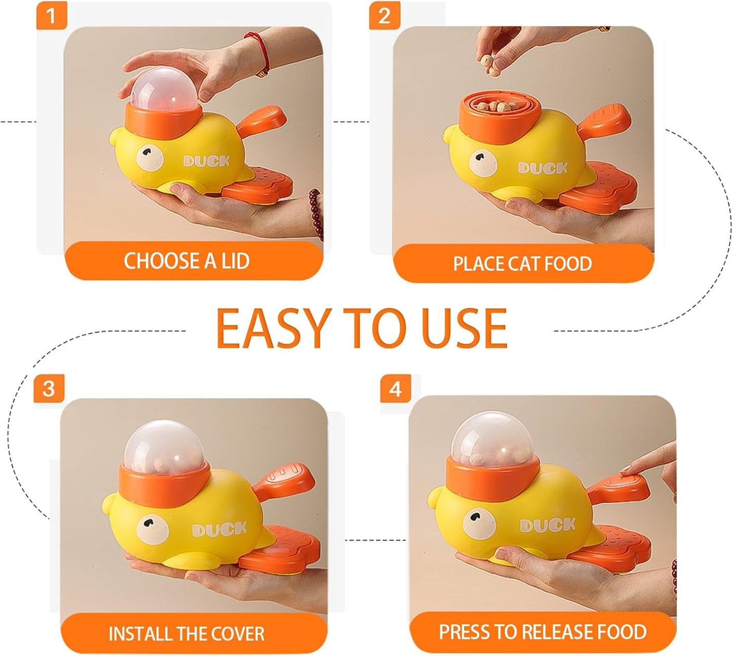 Dog Interactive Treat Dispenser Toy, 2-in-1 Duck Shaped Slow Feeder, Dog Food Treat Feeding Dispenser, Mentally Stimulating Toys for Small & Medium Dogs Cats Pets, Reduces Bloating Anti-Gulping