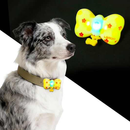 LaRoo Dog Collar Lights for Night Walking,USB-C Rechargeable Dog Lights，Only 12g for Small Dogs, 3 Modes Colored Lights,Waterproof LED Collar Charm for Nighttime Running,Pet Camping Essentials(Yellow)