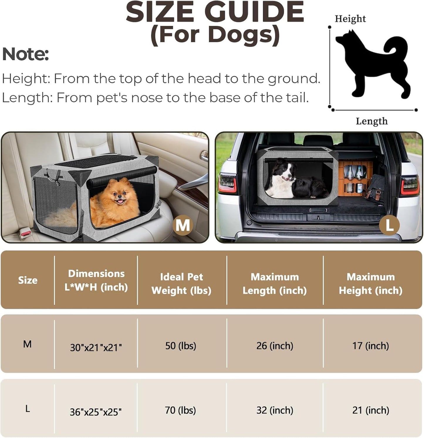 Dog Crate, Collapsible Soft Travel Crate for Large Dogs (3 Year Warranty), Indoor & Outdoor Portable Pet Kennel with Chew-Proof Mesh Window (Dark Gray, 30" L x 21" W x 21" H)