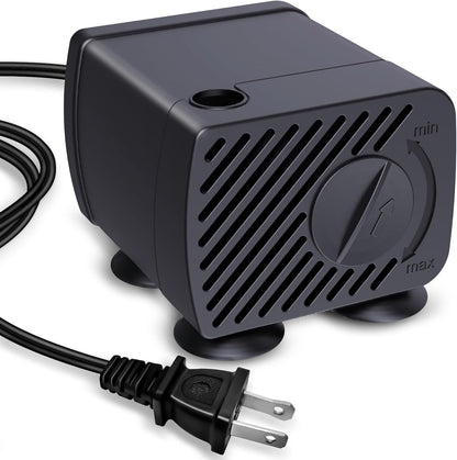 GOZILLA Mini Submersible Water Pump, Ultra Quiet Pump (5W,300L/H,79GPH) for Terrarium, Aquarium,Fish Tank,Tabletop Fountain and Pet Fountain.