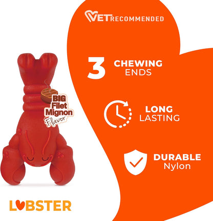 Nylabone Lobster Power Chew Toy for Dogs, Dog Toys for Aggressive Chewers, Filet Mignon Flavor, Small Dogs - Up to 25 Ibs, 1 Count