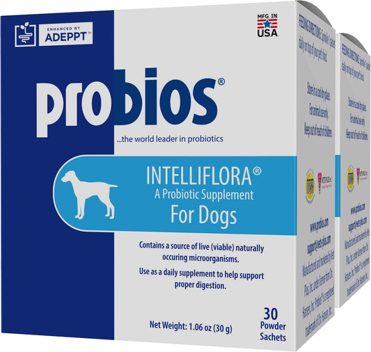 Probios Intelliflora for Dogs, Daily Probiotic Powder, Nutritional Supplement for Gut Health, Digestion & Immune Support, 30 sachets (Pack of 2)