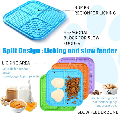 Lick Mat for Dogs, Premium Lick Pad with Suction Cups for Dog Anxiety Relief, Slow Feeder Dog Bowls, Bathing, Grooming and Training.