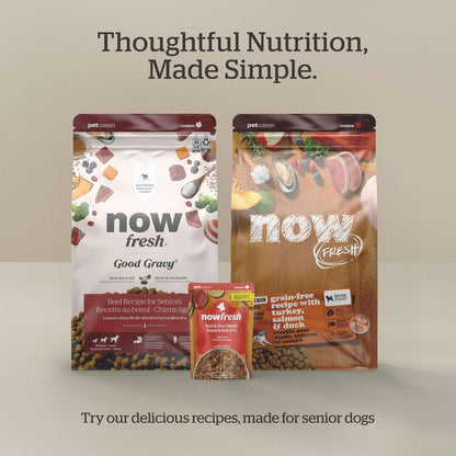 Now Fresh Good Gravy Premium Dry Senior Dog Food with Grass-Fed Beef & Ancient Grains, Healthy Kibble Coated in Bone Broth – Just Add Water to Moisten, Made with Real Red Meat, 3.5 lb Bag