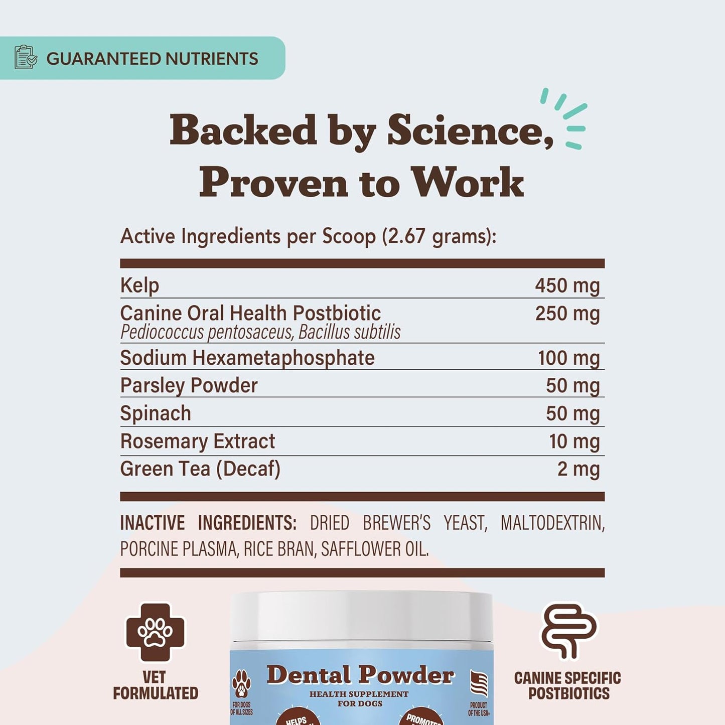 Natural Dog Company Dental Powder for Dogs – Freshens Breath & Helps Reduce Plaque & Tartar, Natural No-Brushing Canine Oral Health Postbiotic Supplement, Vet Formulated, Made in USA, 30-Day Supply