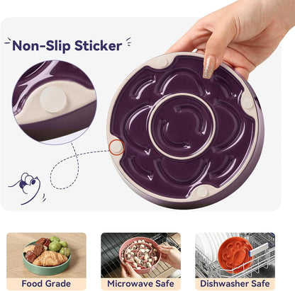 Ceramic Dog Slow Feeder Bowl - Small Dog Food Dish with Maze Puzzle Design - Slow Eating Puzzle Feeder for Pet Feed & Food Control - Whisker-Friendly Bowl for Cat Feeding - 6.3 Inch - 180 g - Green