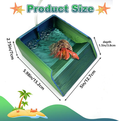 Hermit Crab Water Bowl with Climbing Ramp, Reptile Feeding Water Dish Tank Accessories, Suitable for Hermit Crab Bearded Dragon Lizard Tortoise Frog Gecko (Navy Blue)