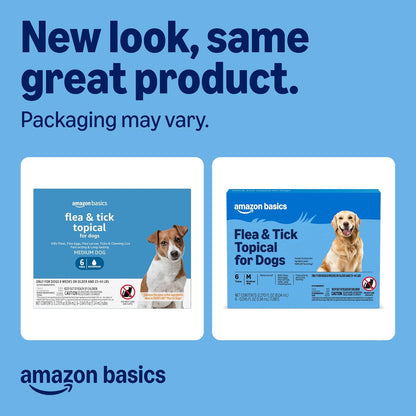 Amazon Basics PreventativeFlea and Tick Topical Treatment for Medium Dogs (23-44 Pounds), 6 Count, Packaging May Vary