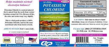 SU-PER Potassium Chloride Horse Electrolyte Supplement - Helps Maintain Normal Electrolyte Balance - 4 Pound, (2 Pack)