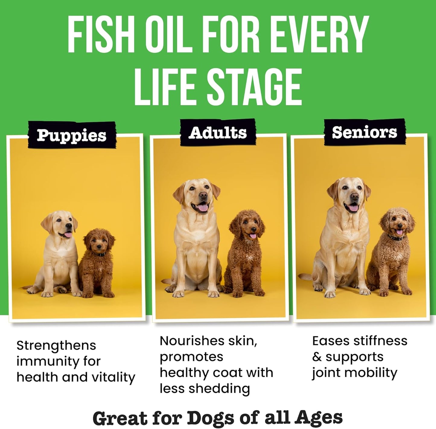 Omega 3 Fish Oil for Dogs & Cats - Made with Wild Alaskan Salmon Oil; Liquid Fish Oil Supplement for Pets with Omega 3 EPA+DHA Fatty Acids; Real Ingredients, Real Taste — Trusted by Vets!