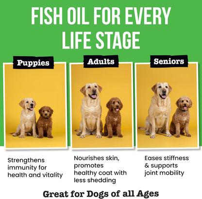 Omega 3 Fish Oil for Dogs & Cats - Made with Wild Alaskan Salmon Oil; Liquid Fish Oil Supplement for Pets with Omega 3 EPA+DHA Fatty Acids; Real Ingredients, Real Taste — Trusted by Vets!