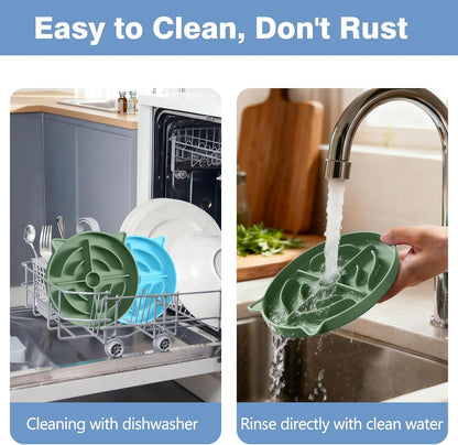 MateeyLife 2 Pcs Silicone Slow Feeder Cat Bowl, Puzzle Feeder Cat Food Dish, Non-Slip Silicone Bowl for Cats, Suitable for Dry and Wet Foods, Kitty Bowls to Slow Down Eating, Prevent Overeating