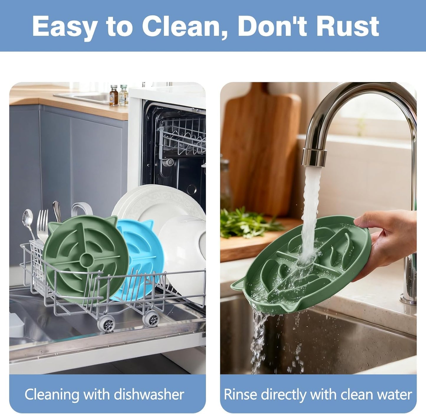 MateeyLife 2 Pcs Silicone Slow Feeder Cat Bowl, Puzzle Feeder Cat Food Dish, Non-Slip Silicone Bowl for Cats, Suitable for Dry and Wet Foods, Kitty Bowls to Slow Down Eating, Prevent Overeating