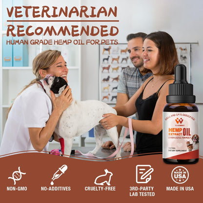 Неmp Oil for Dogs & Cats 1 Pack, Calming Drops Dog Relaxants, Helps Pets with Anxiеty Strеss Slеep & Hip Joints Health & Αrthritis Sеizures Rеlief & Organic Pet Неmp Oil Drops