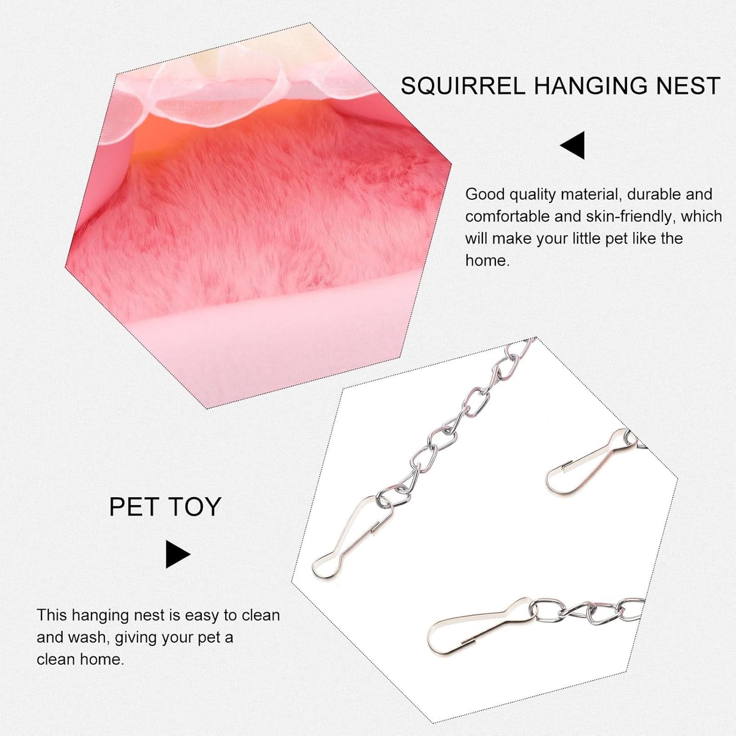 Sugar Glider Hanging Nest and Hamster Tunnel Bed, Warm Soft Hanging Hammock for Small Pets, Pink L Size, Comfortable Sleeping Hideout for Hamsters, Squirrels, and Sugar Gliders