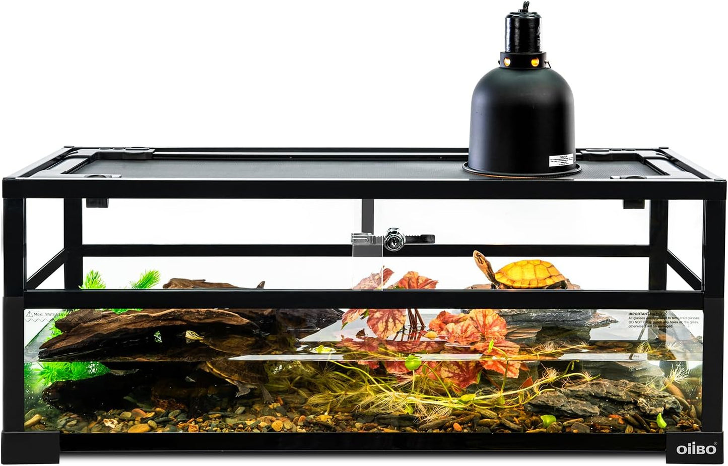 OIIBO 18 Gallon Turtle Tank, 30"×12"×12" Large Aquatic Turtle Tank Aquarium with Drainage System, Deep Leak-Proof Base Easy to Change Water Tortoise Habitat