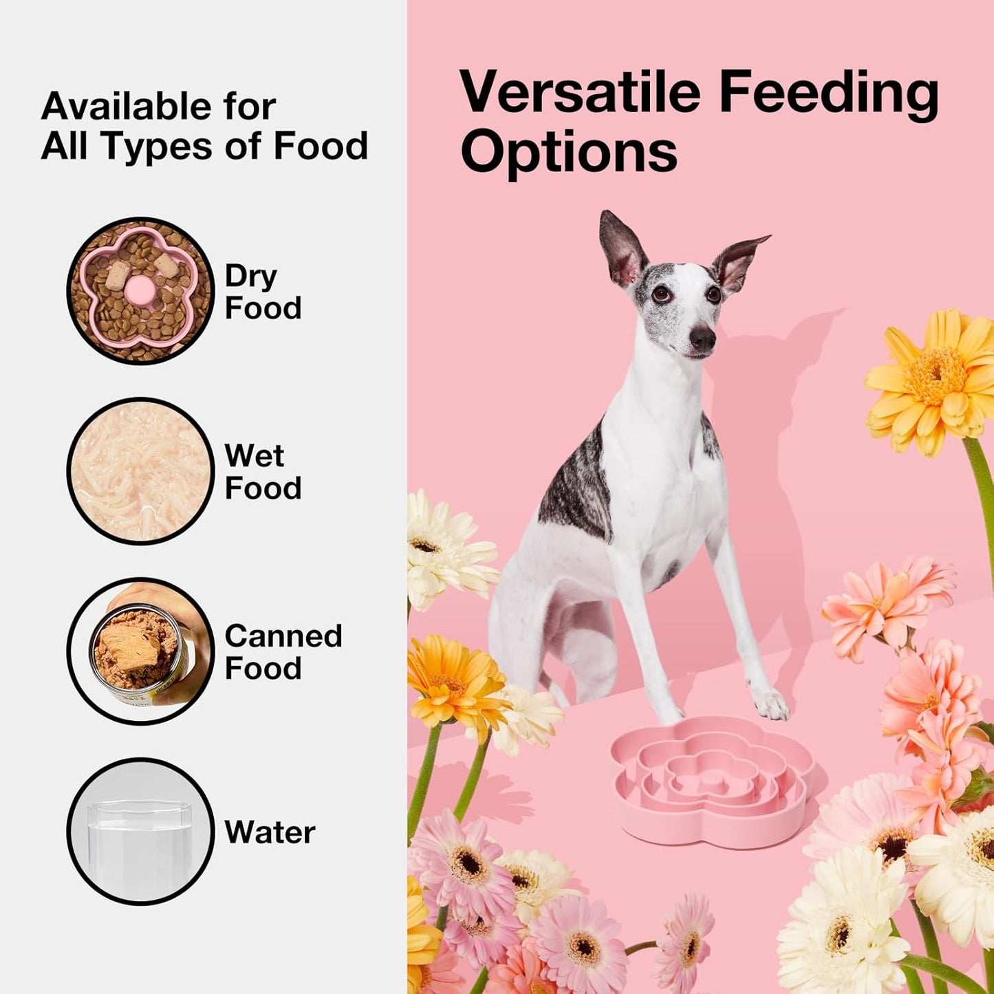 VETRESKA Slow Feeder Dog Bowls, Silicone Dog Puzzle Bowl for Healthy Eating, Puppy Slow Feeder Bowl Anti-Choking, Flower Bowls Ideal for Large Breed/Medium/Small Dogs & Cat