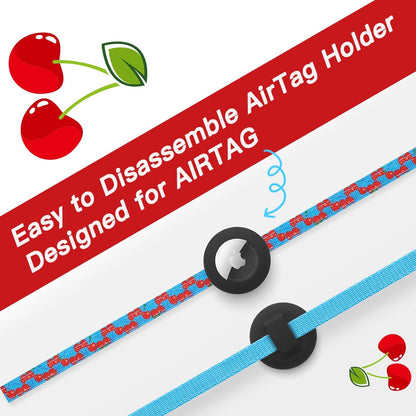 Airtag Cat Collar Breakaway with Bells & Fruit Pendants,Safety Kitten Collar with Apple Air Tag Holder for Girl Boy Cats,Pet Accessories,Gifts(Cherry)