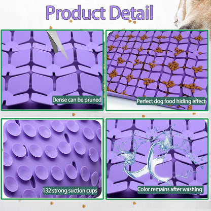 Dog Lick Mat & Snuffle Mat for Dogs – Slow Feeder Licking Mat with Suction Cups, Dog Enrichment Toys for Anxiety Relief, Training Smell & Natural Foraging, Slow Eating for Large Breed（Large Silicone ）