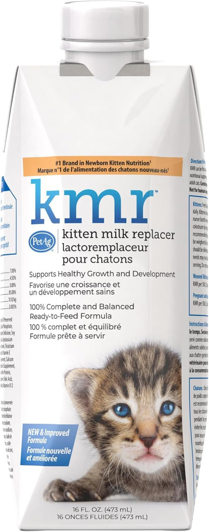 PetAg KMR Kitten Milk Replacer Liquid - 16 oz - Ready-to-Feed Formula with Vitamins for Kittens - Easy to Digest