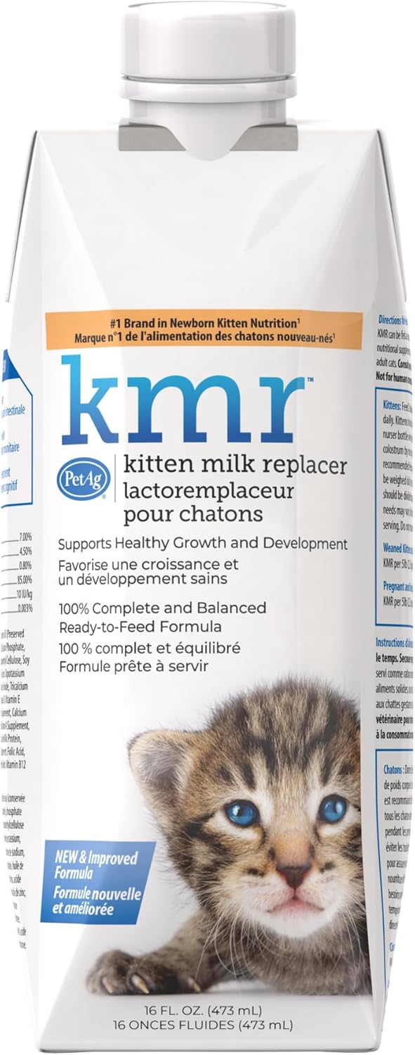 PetAg KMR Kitten Milk Replacer Liquid - 16 oz - Ready-to-Feed Formula with Vitamins for Kittens - Easy to Digest