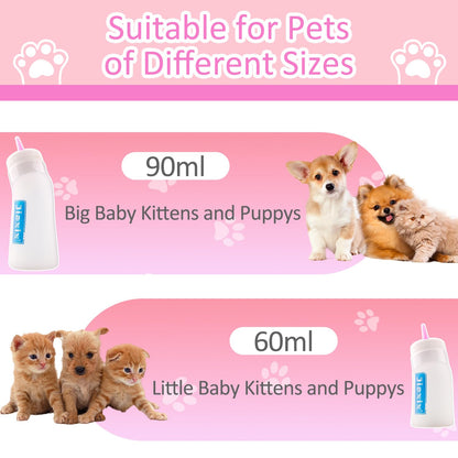 Puppy Bottles for Nursing,Puppys Bottles for Nursing Newborn Puppy,Syringe for Feeding Cat Bottle for Kittens,New Upgrade Kitten Silicone Newborn Supplies (Pink)