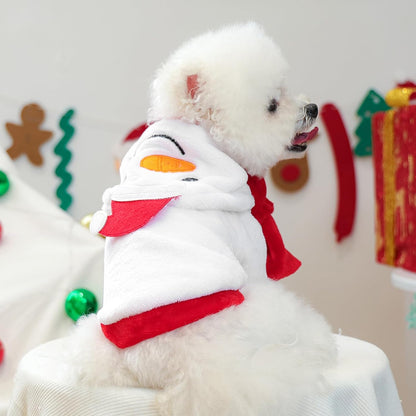 Small Dog Snowman Costume and Scarf, Christmas Pet Snow Hoodie, Xmas Cat Winter Clothes for Teddy, Schnauzers Bichon Frises (X-Large)