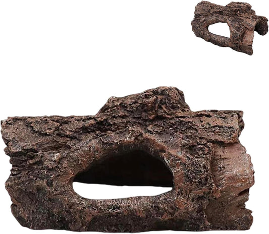 Fish Tank Decoration,Aquarium Decorations Resin Hollow Tree Trunk Ornament Bettas House Cave Wood House Decor for Shrimp Reptile and Turtle(Color:Brown)