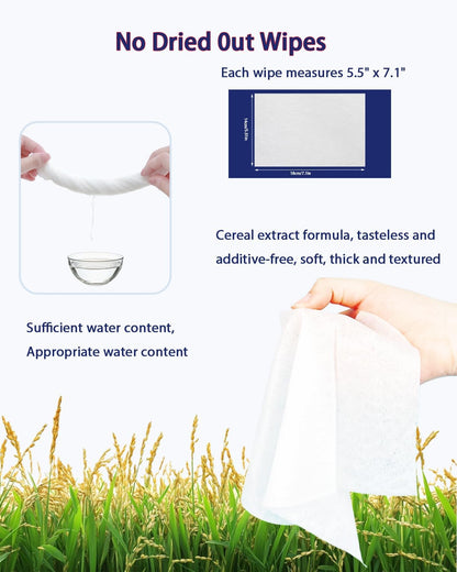 Dog Wipes for Paws and Butt – 80ct Unscented Hypoallergenic Pet Wipes for Dogs & Cats – Extra Thick, Rinse-Free Deodorizing Grooming Wipes for Face, Ears & Sensitive Areas – Travel Pack