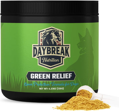 Green Relief Dog Urine Neutralizer for Lawn - Natural Grass Saver Powder Supplement with L-Methionine, Cranberry & Probiotics - Prevents Yellow Patches from Dog Pee - Made in USA